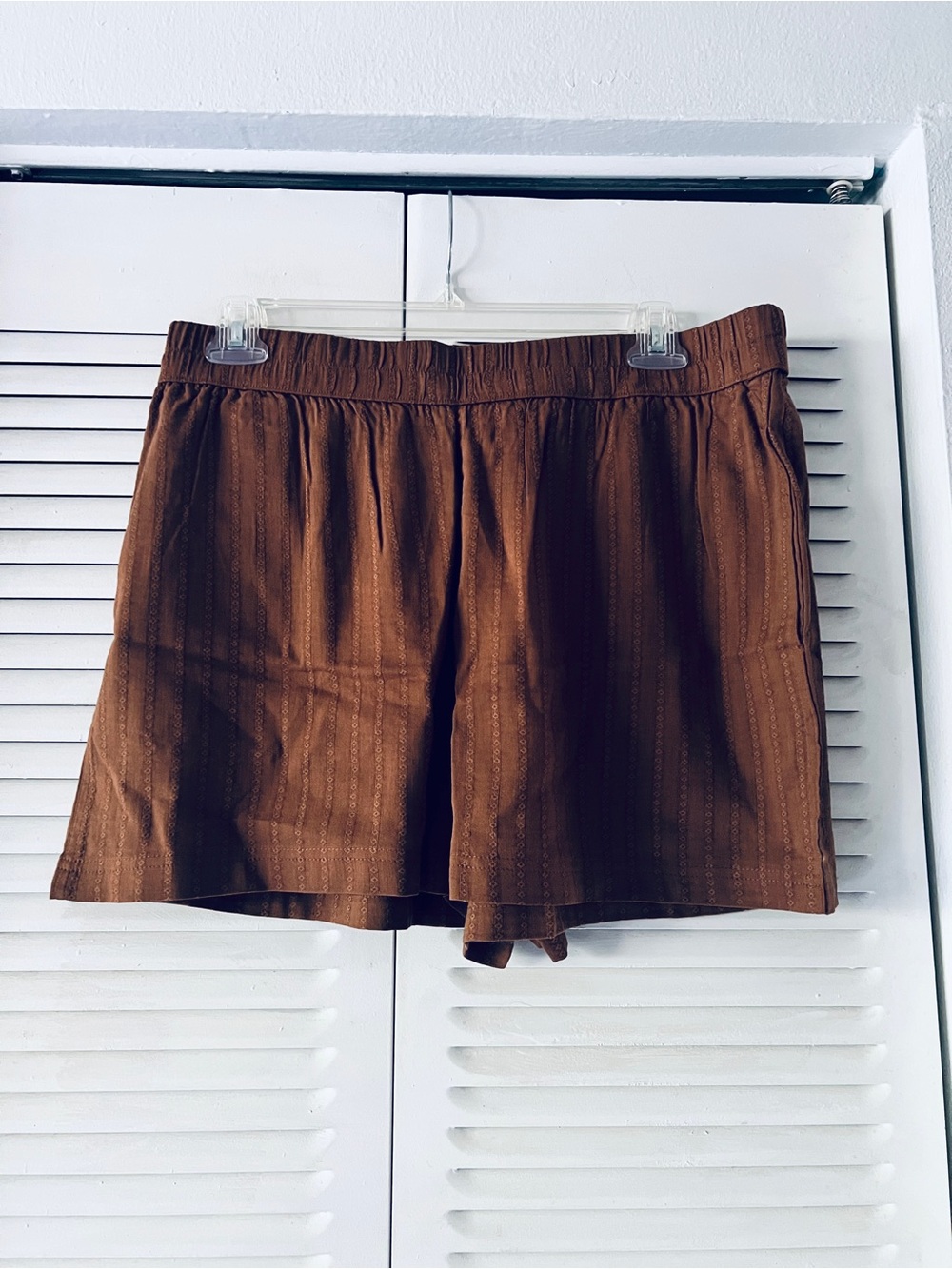 Three Dots Brown Womens Elastic Waist Pull-On Shorts